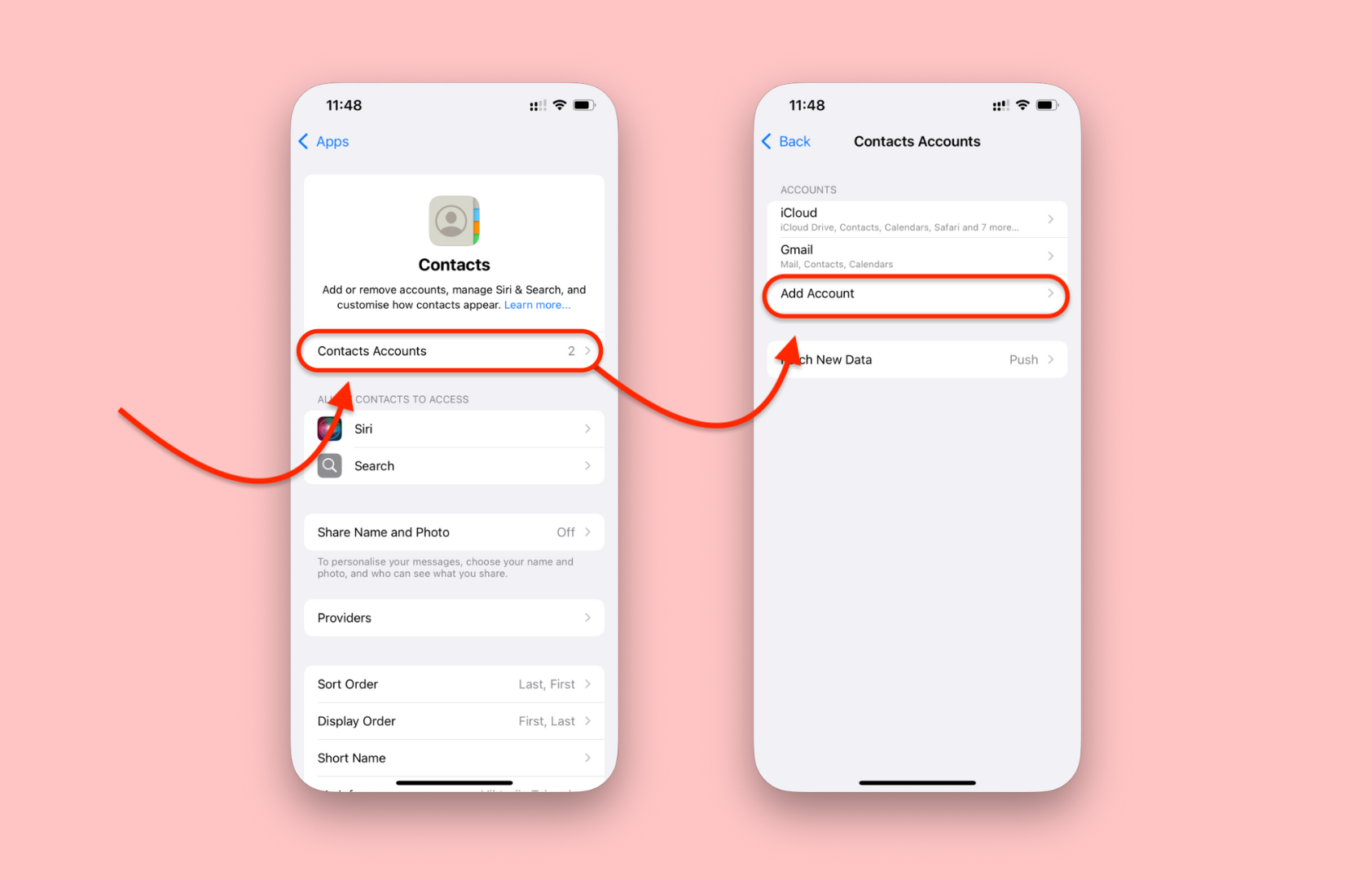 Import Google Contacts to I Phone Step 2