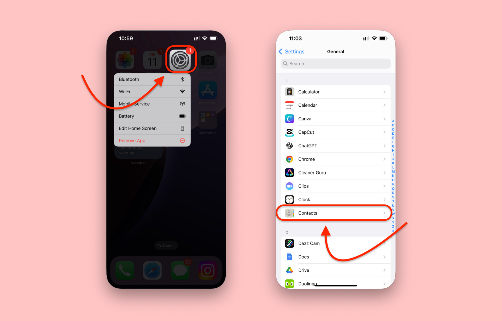 Import Google Contacts to I Phone Step 1