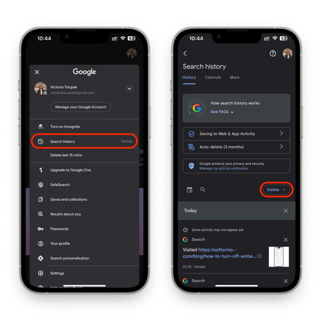 Google Search History on I Phone Google Search History on I Phone