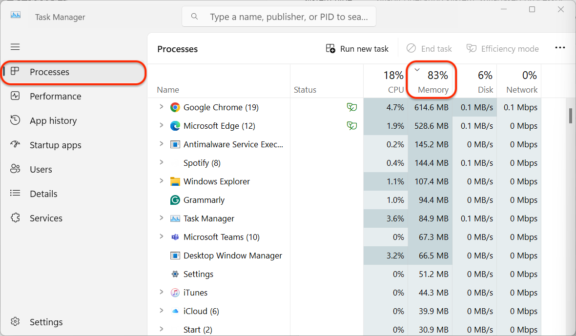 Use Task Manager to Identify High RAM Usage Use Task Manager to Identify High RAM Usage