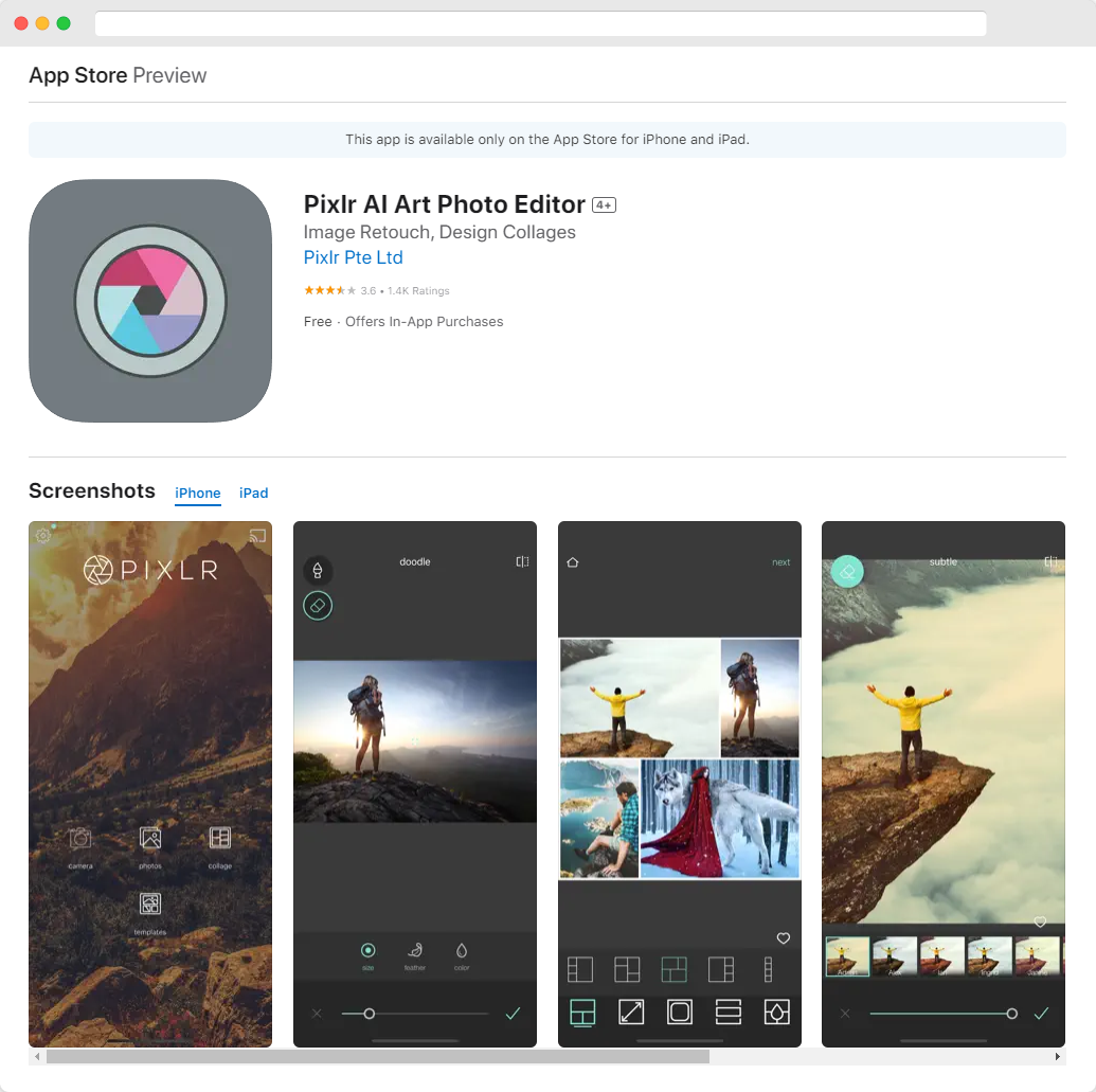 Best Free Photo Editing App for iPhone Pixlr