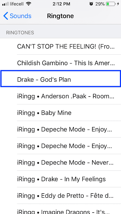 Custom Ringtone iPhone Ringtone List