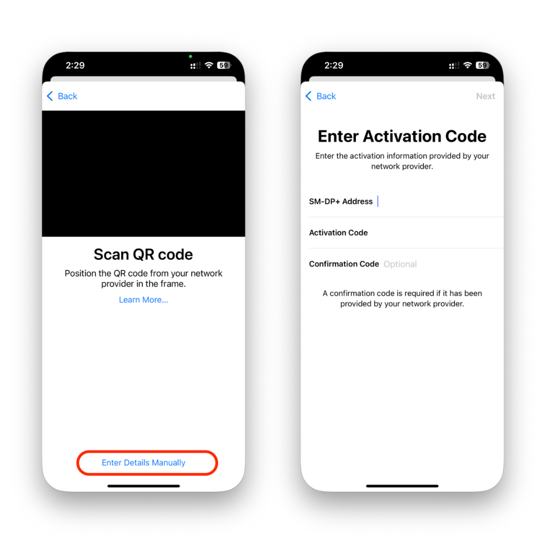 How to Activate E Sim on I Phone Option 3
