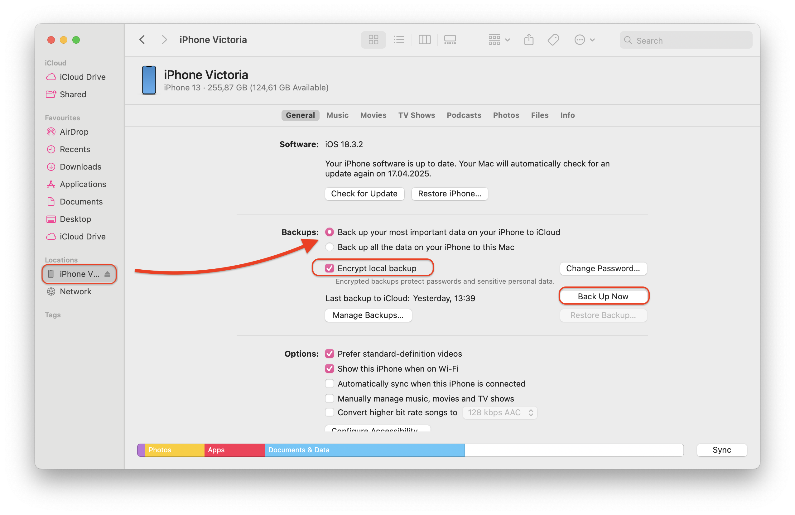 Backup on Your Computer Via Finder Backup on Your Computer Via Finder