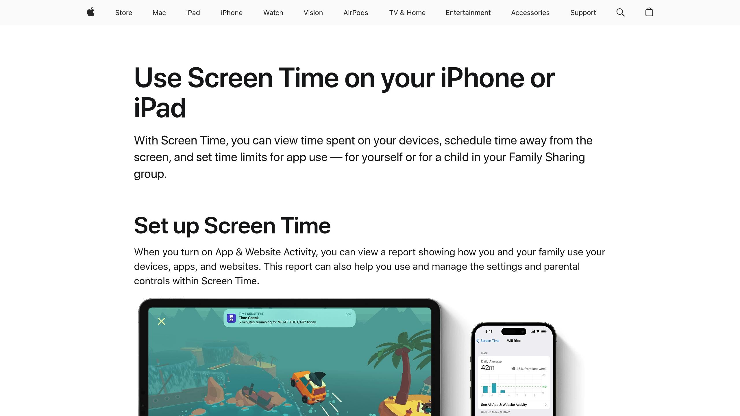 Screen Time Controls and Usage Reports