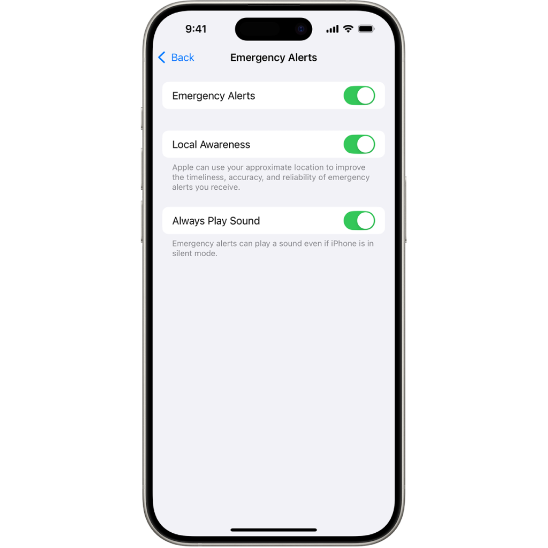 Disable Emergency Alerts on I Phone