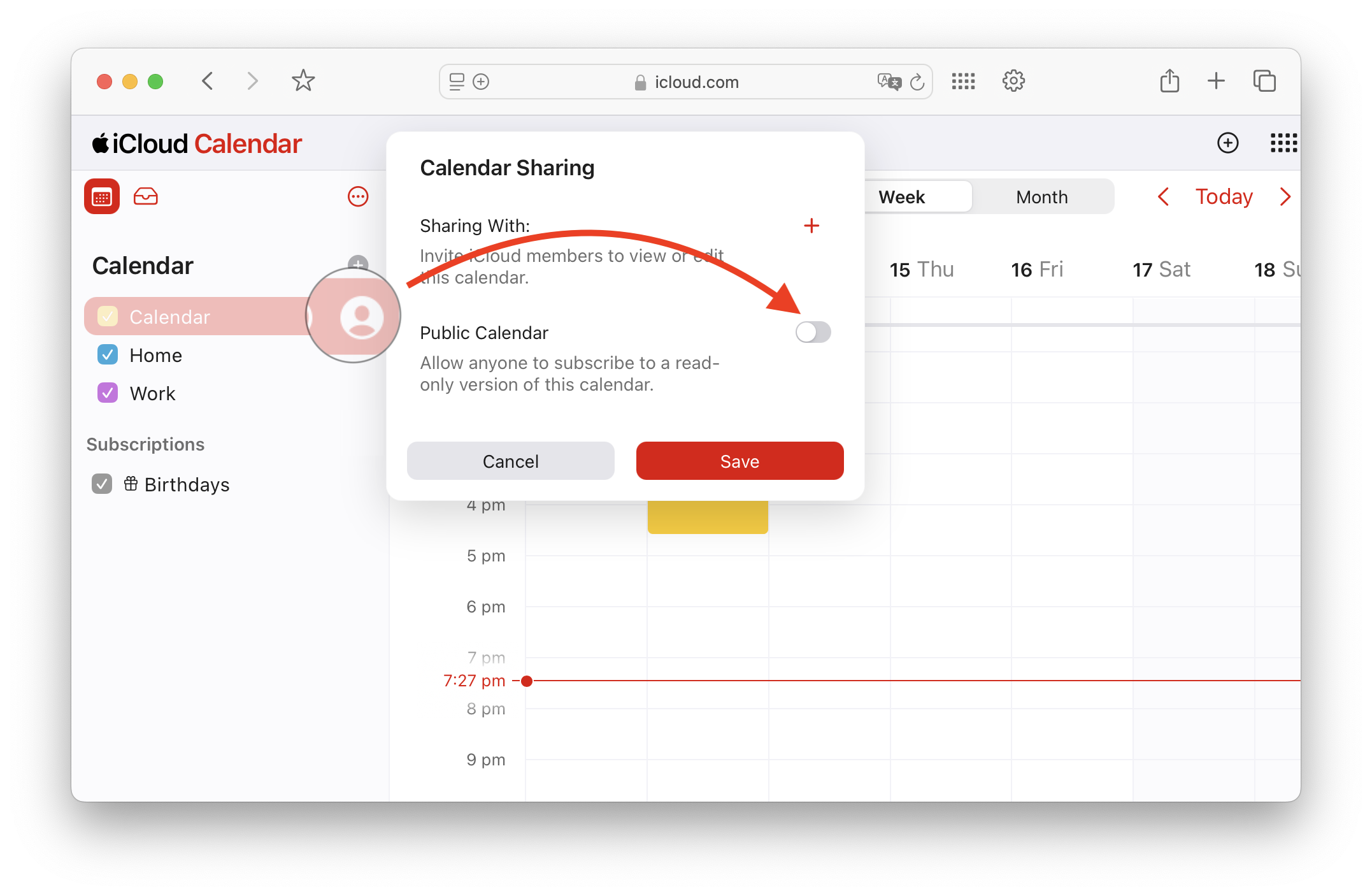 Export Calendar Using I Cloud